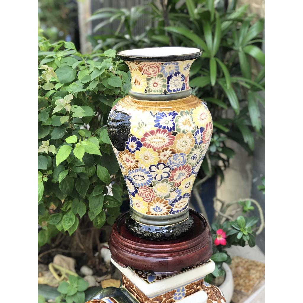 BÌNH BÁCH HOA,RỒNG,PHỤNG THON 40CM GỐM NAM BỘ DECOR TRANG TRÍ, CẤM HOA