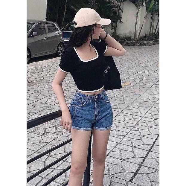 Áo croptop cổ vuông có viền nữ tay ngắn ôm body MADELA, vải cotton mềm mịn thoáng mái, kiểu dáng ôm body trẻ trung năng động dễ phối đồ, có nhiều màu và đủ size để lựa chọn  - ACTN02