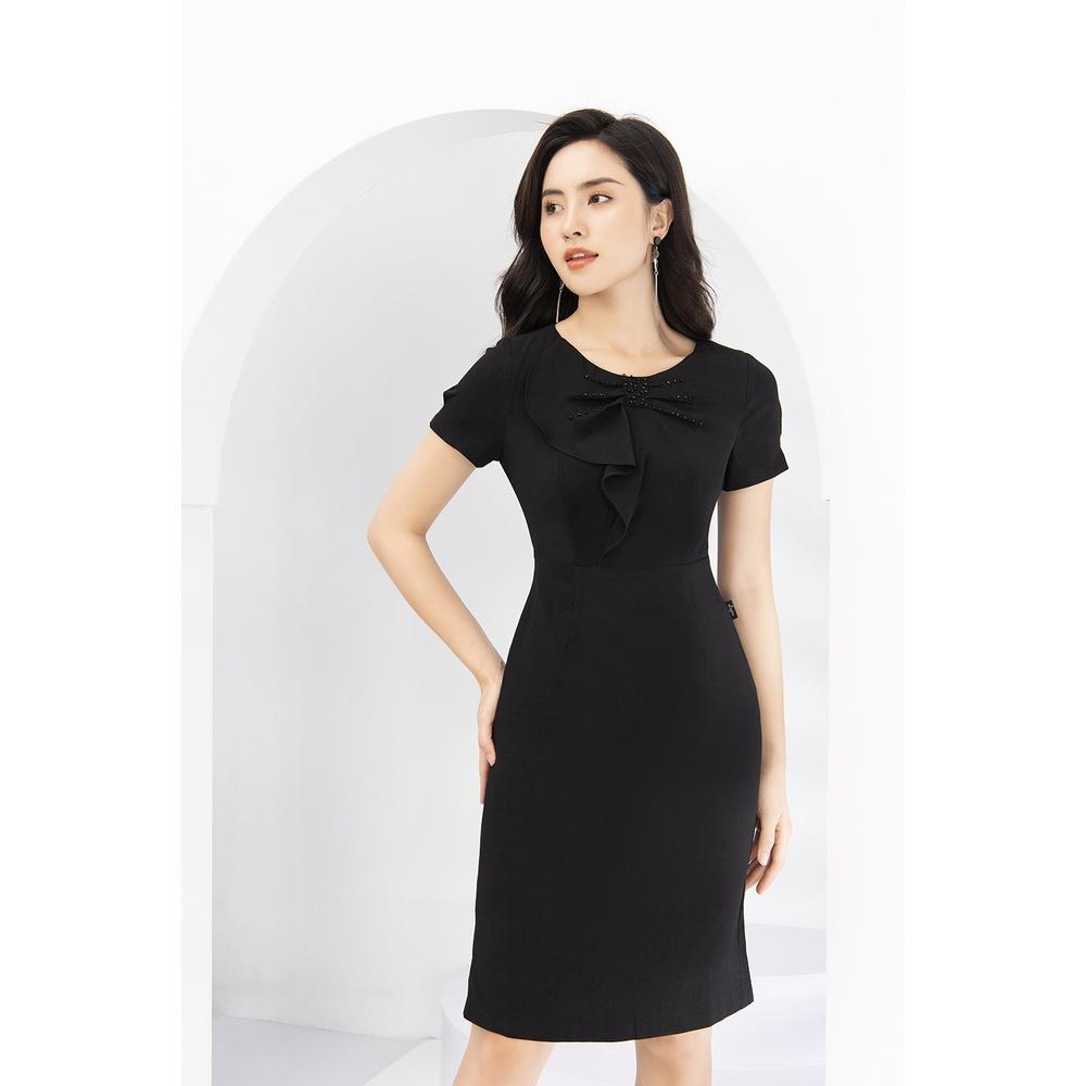 Đầm Nữ Công Sở LUPERI LFV3138 Dáng ôm body đính nơ ở ngực