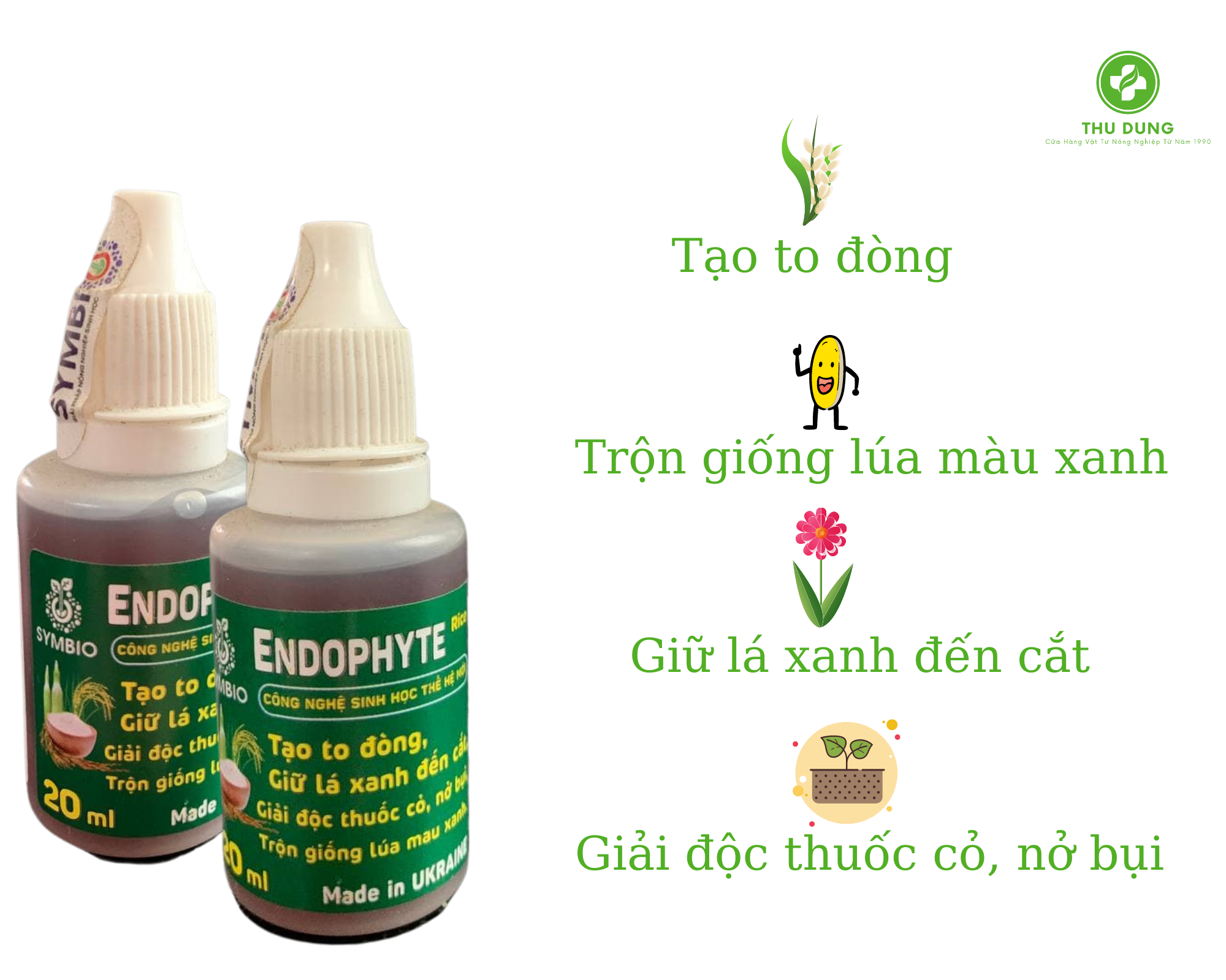 ENDOPHYTE 20ML TẠO TO ĐÒNG, XANH LÁ ĐẾN CẮT, NỞ BỤI