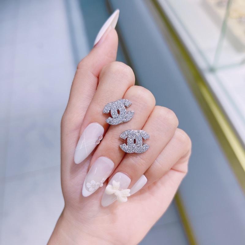 Bông tai full xoàn tấm chữ X