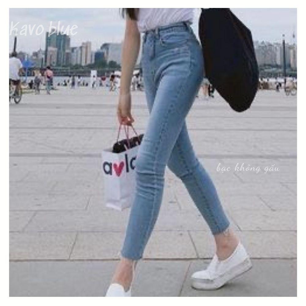 Quần Bò Nữ Skinny Dáng Ôm KAVO BLUE màu Bạc Co Giãn - M52