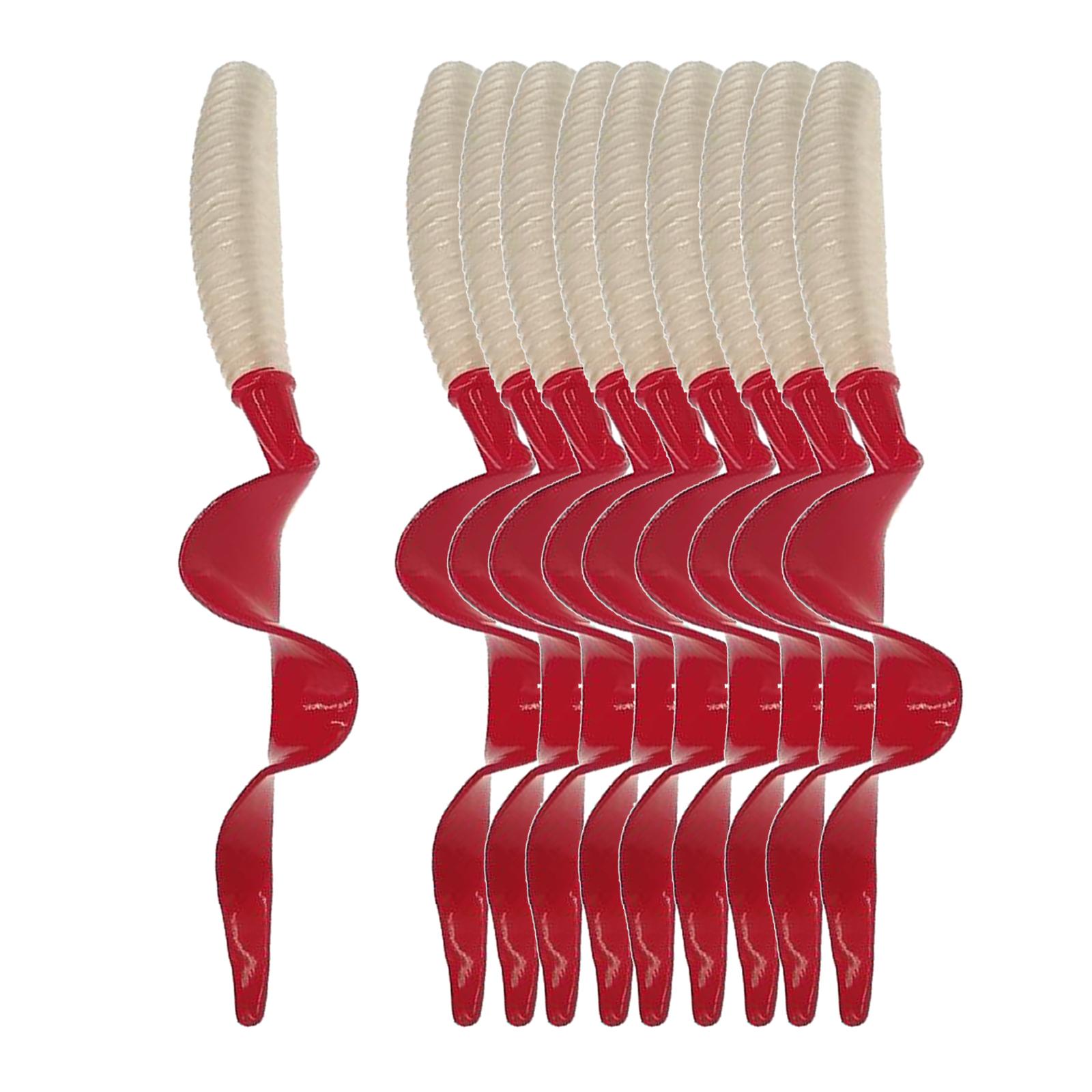 10pcs Luminous Plastic Grub Soft Worm Fishing Lure Micro Jig Head Tool Cyan