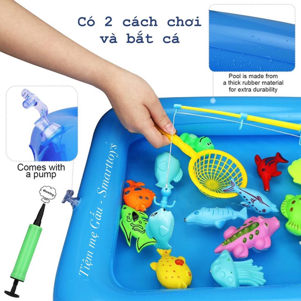 ĐỒ CHƠI CÂU CÁ 42 CHI TIẾT COLORFUL MAGNETIC FISHING TOYS SET CÓ GẮN NAM CHÂM KÈM BỂ PHAO, CẦN CÂU VÀ XÔ ĐỰNG CHO BÉ