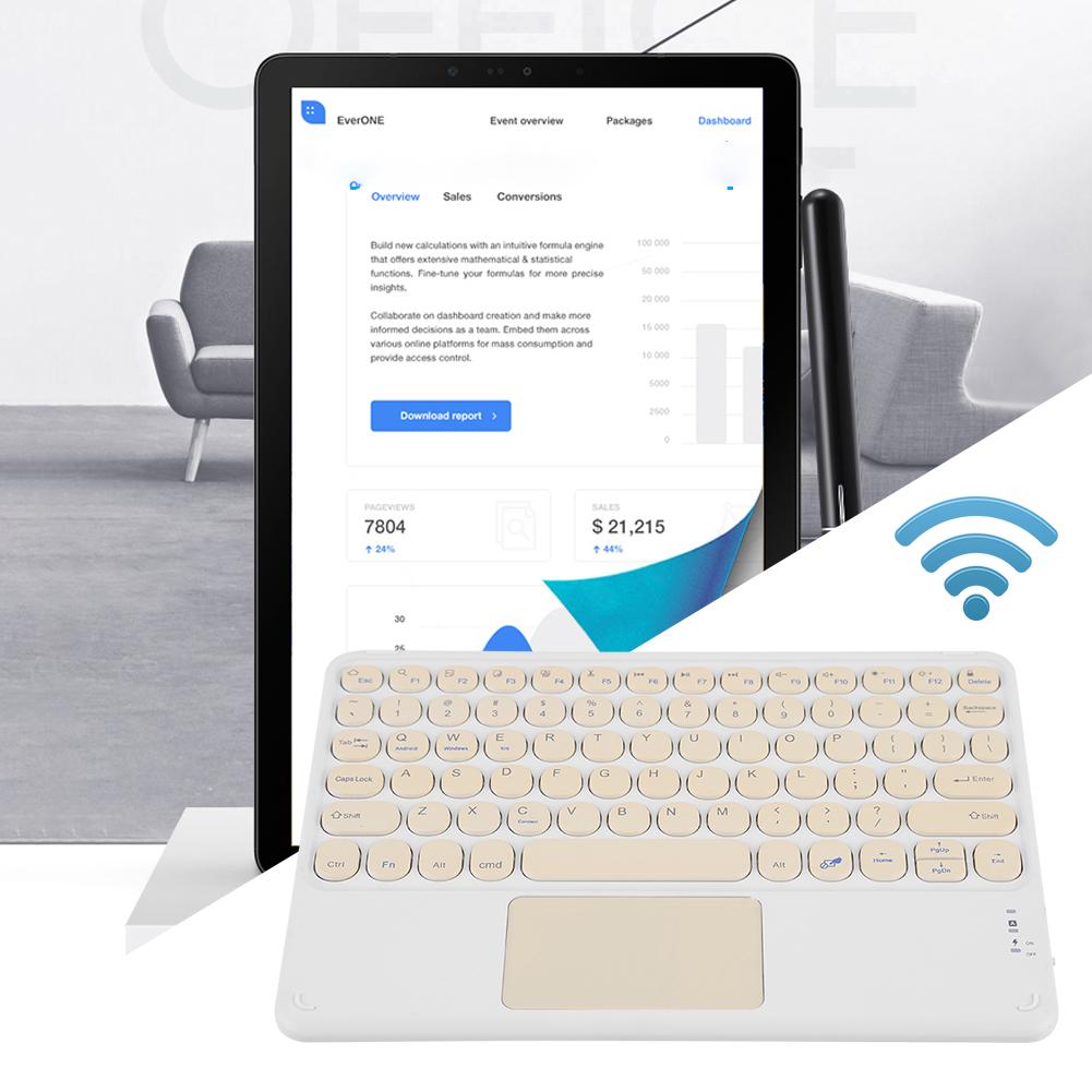 Mini Di Động Không Dây Bàn Phím Máy Tính Bảng Có Bàn Di Chuột Tròn Keycap Slim Bàn Phím Không Dây Cho iPad Cực Bàn Phím