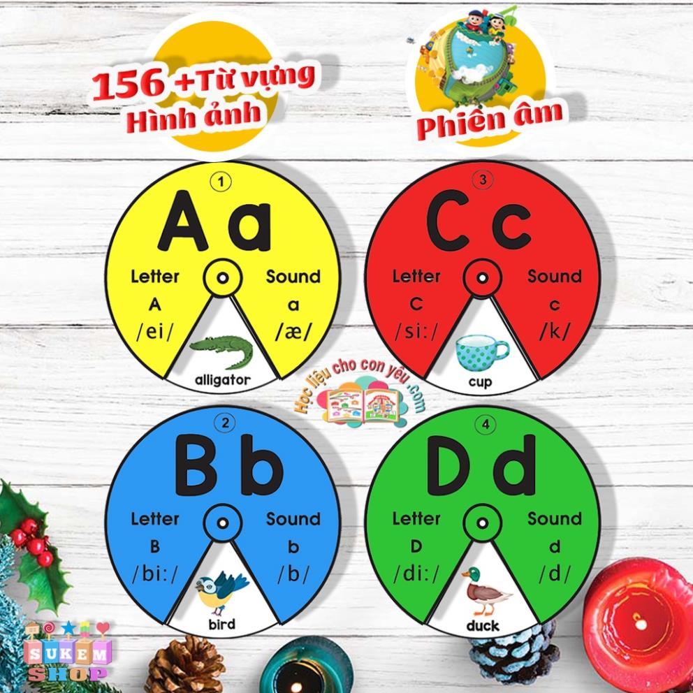 Học liệu vòng xoay chữ cái Tiếng Anh-Flash Card cho Bé làm quen tiếng Anh dễ dàng- Alphabet -Phonic Oxford