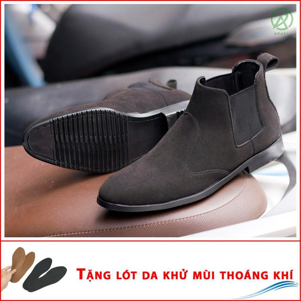 Giày Chelsea Boot Cổ Chun Tiện Lợi Da Búc Đen Và Đế Được Khâu Chắc Chắn - CB520-bucdenkhoa ( L )