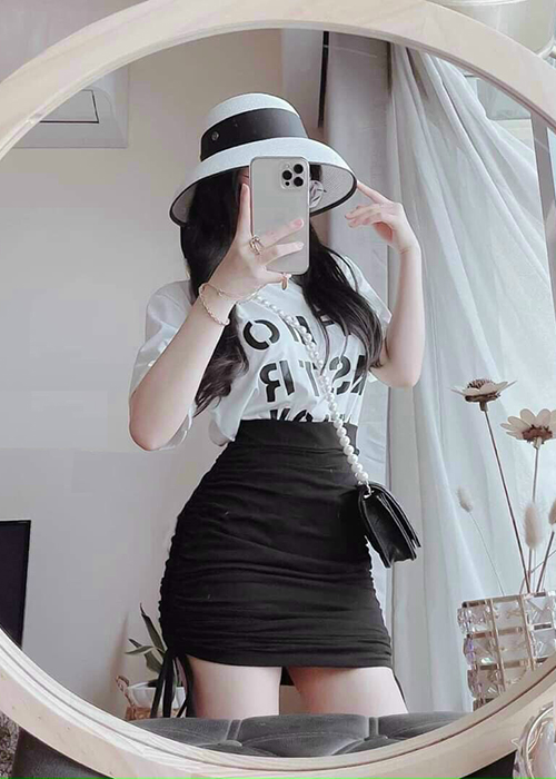 Set Áo Và Chân Váy Thun Cottons Rút Dây Xinh Xắn