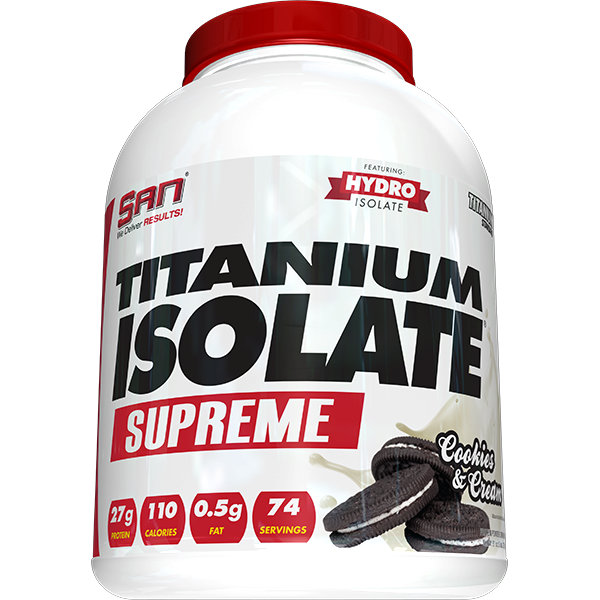 Combo Sữa Tăng Cơ SAN Titanium Isolate Supreme, Hỗ Trợ Xây Dựng Cơ Nạc Giảm Mỡ, 27g Protein Tinh Khiết, 7g BCAA, 0g Đường, 75 liều dùng - Kèm Bình Lắc (Màu Ngẫu Nhiên)