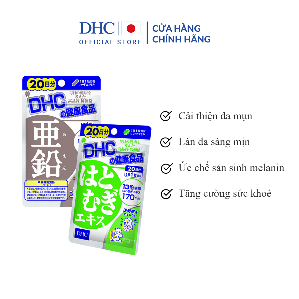 Combo Viên uống DHC Cải Thiện - Làm Đều Màu Da (Kẽm & Adlay)