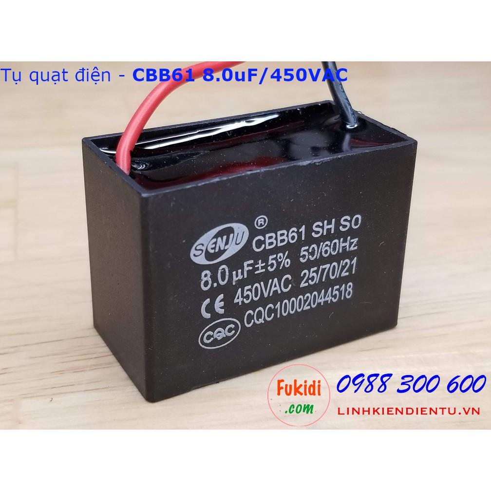 Tụ quạt điện CBB61 trị số từ 6.0uF đến 20uF/450V