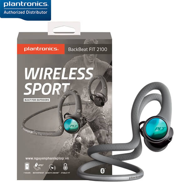 Tai nghe bluetooth Plantronics Backbeat Fit 2100 Màu Xám - Hàng chính hãng (212201-99) Tai nghe thể thao, chống thấm nước và mồ hôi, có sạc nhanh