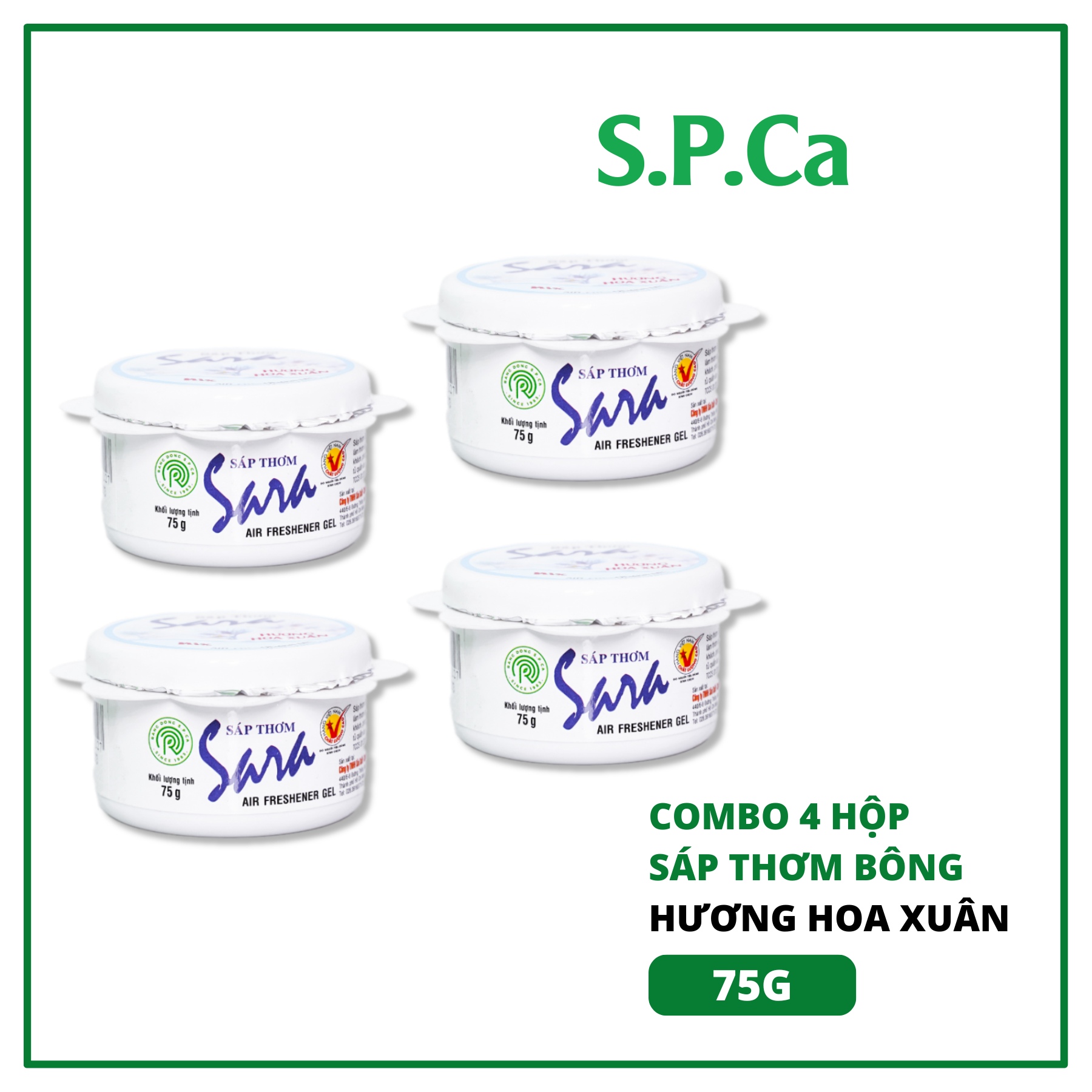 Combo 4 sáp thơm bông Sara 75g hương hoa xuân tỏa hương nhanh đánh bay mùi lưu hương từ 10 đến 12 ngày