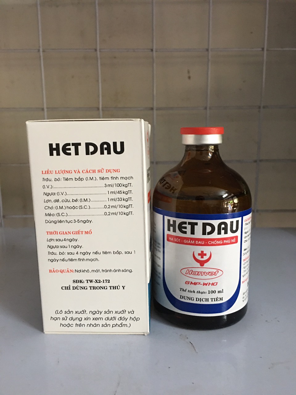 1 lọ HET DAU 100ml hạ sốt, giảm đau, chống phù nề dùng cho chó, mèo, lợn, trâu, bò