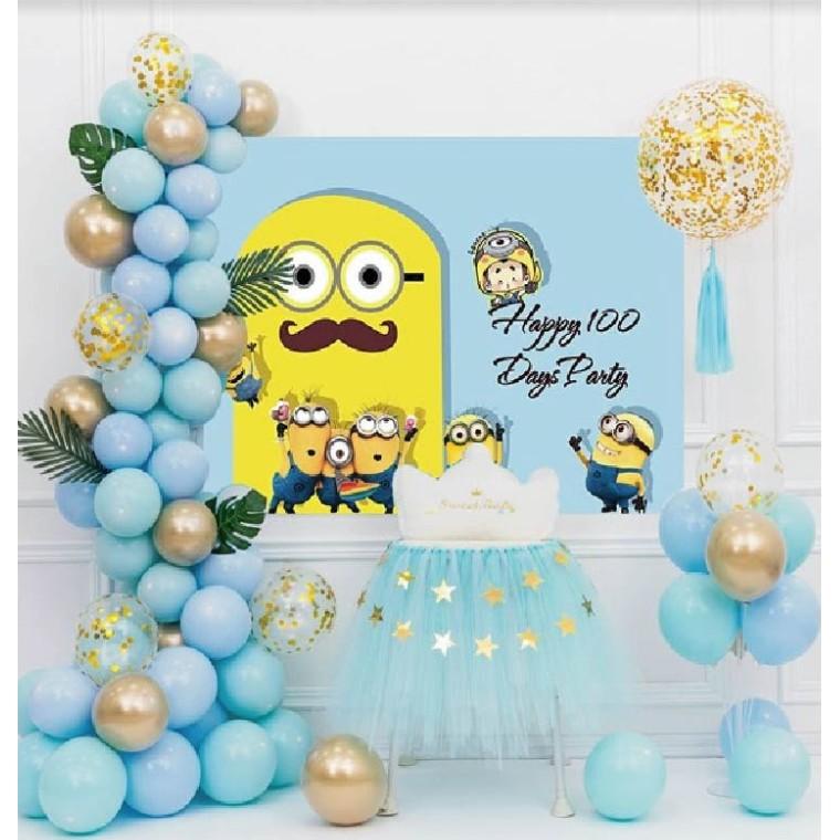 MINIONS - Combo bong bóng trang trí, tổ chức tiệc sinh nhật tông xanh đơn giản, dễ thương - Đầy đủ phụ kiện