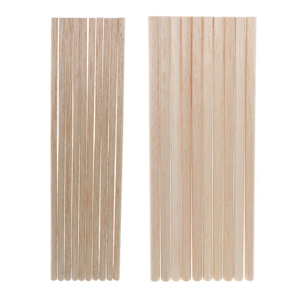 2x 10 Pieces Unfinished Natural Wood Craft Dowel Rods Semi-circle Sticks