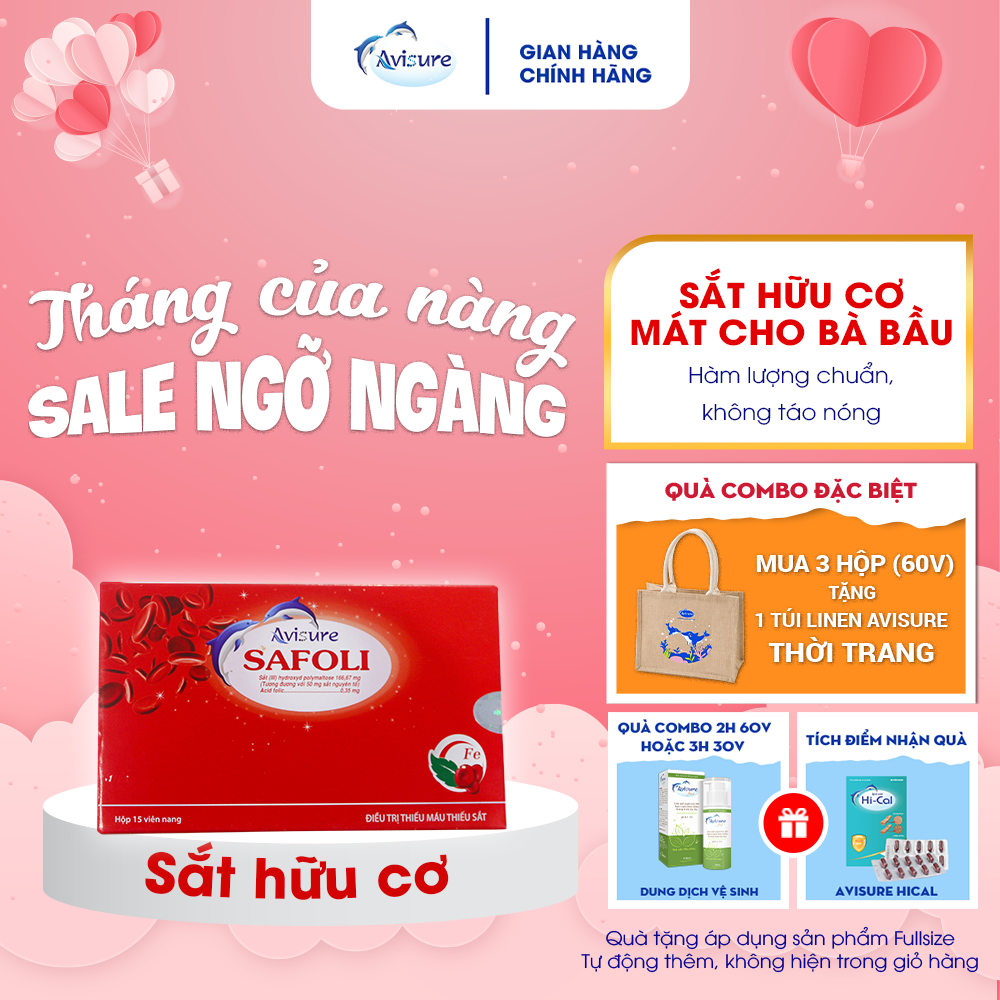Avisure Safoli - sắt hữu cơ cho phụ nữ mang thai 30 viên