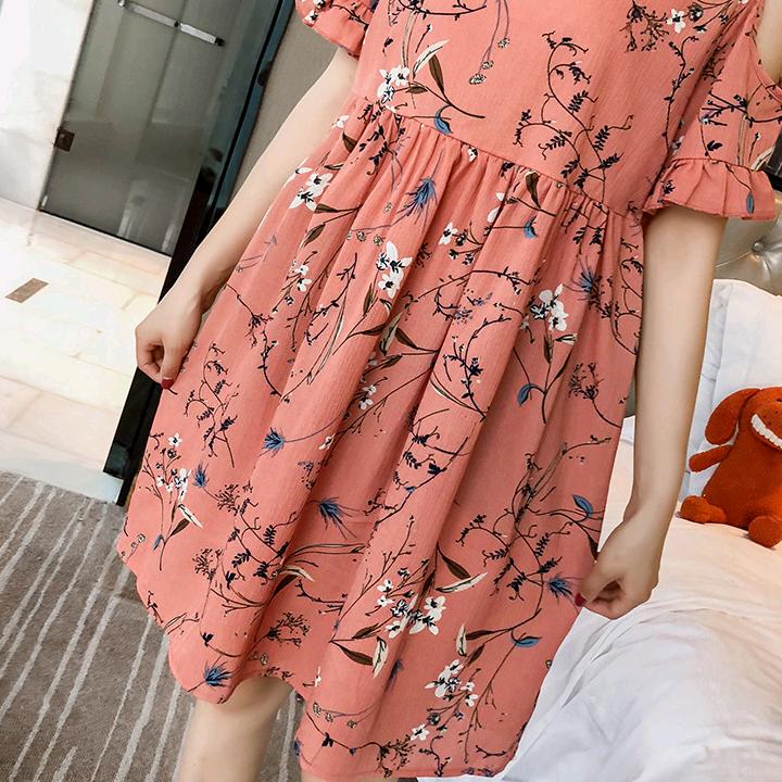 Đầm bầu voan hoa 2 lớp DN03 - 2XL