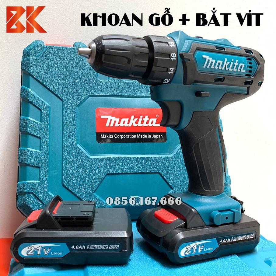 Máy Khoan MAKITA 21V 2 PIN DẸT- Tặng Đầu chải, Pin 5 Cell, 100% đồng, Máy bắt vít, vặn vít, khoan gỗ