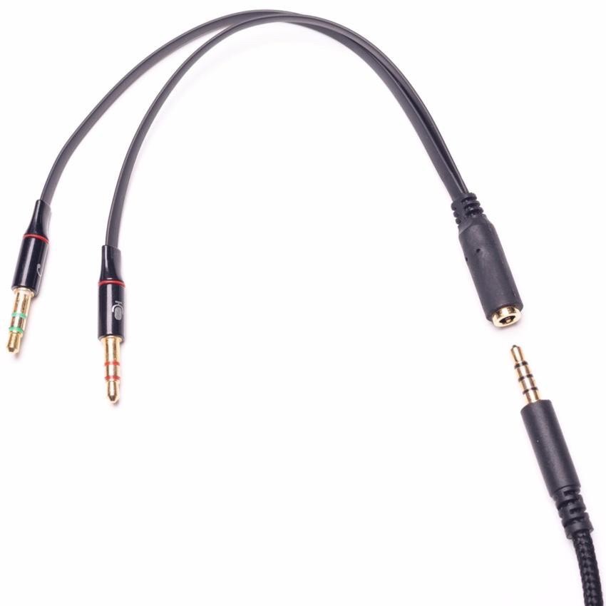 Cáp Gộp Audio 1 Ra 2 (Tai Nghe Và Mic) Chuẩn 3.5mm Dây Dài 38cm