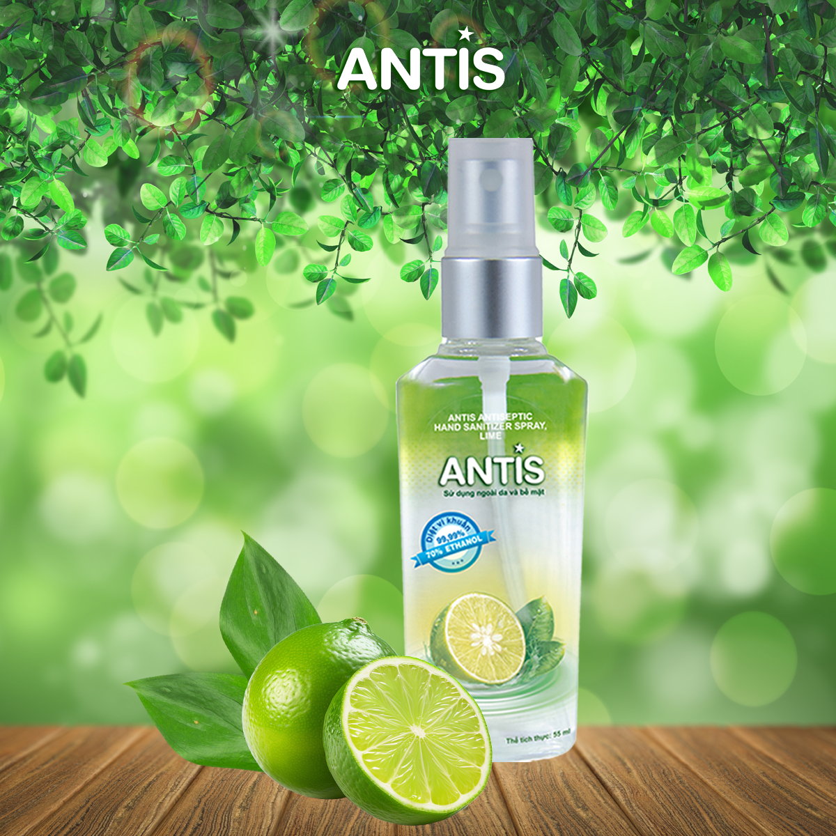 NƯỚC RỬA TAY SÁT KHUẨN KHỬ TRÙNG ANTIS DẠNG XỊT - 55ML