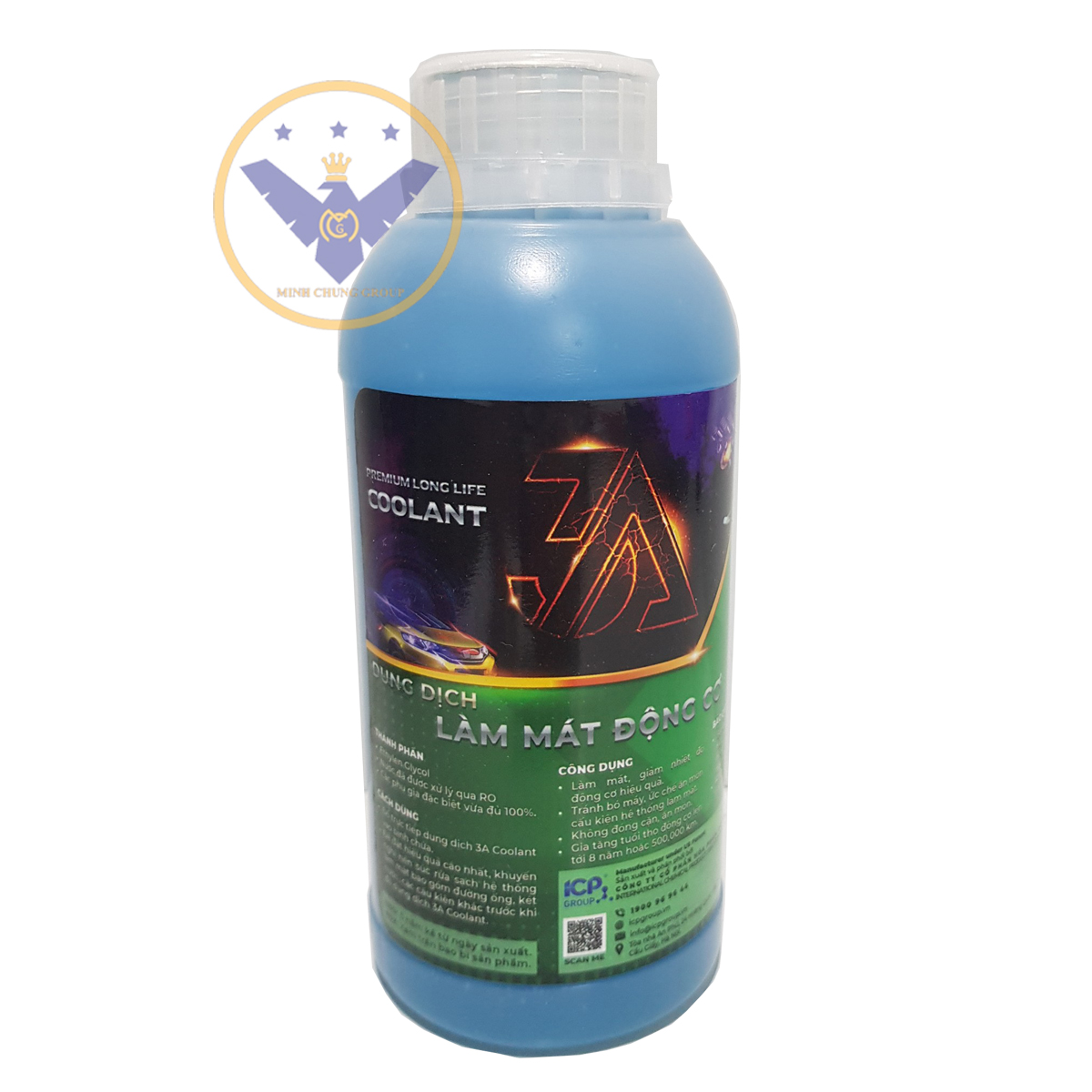 COMBO 2 lon nước làm mát xe ô tô màu xanh 3A Premium Longlife Coolant 500ml