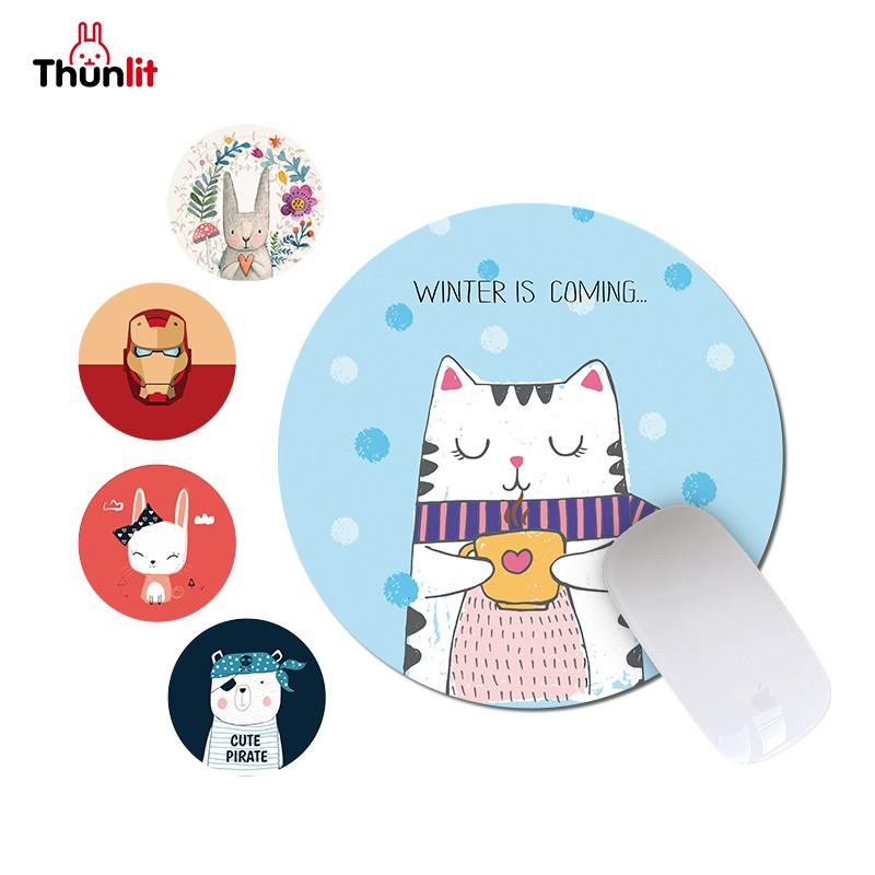 Miếng Lót Chuột Máy Tính Hình Tròn Họa Tiết Hoạt Hình Dễ Thương
