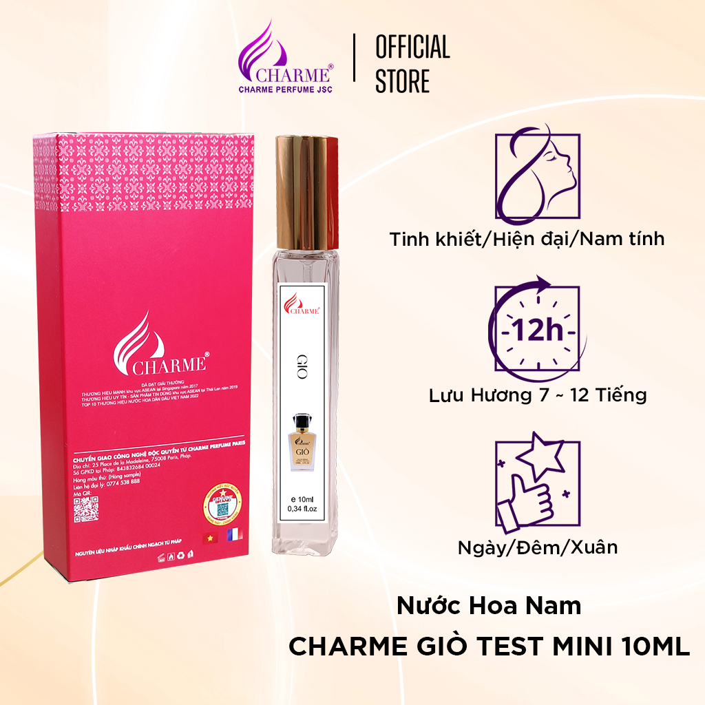 Nước hoa nam cao cấp Charme Giò 10ml chai Test mini hương trái cây ngọt ngào ấm áp lưu hương lâu