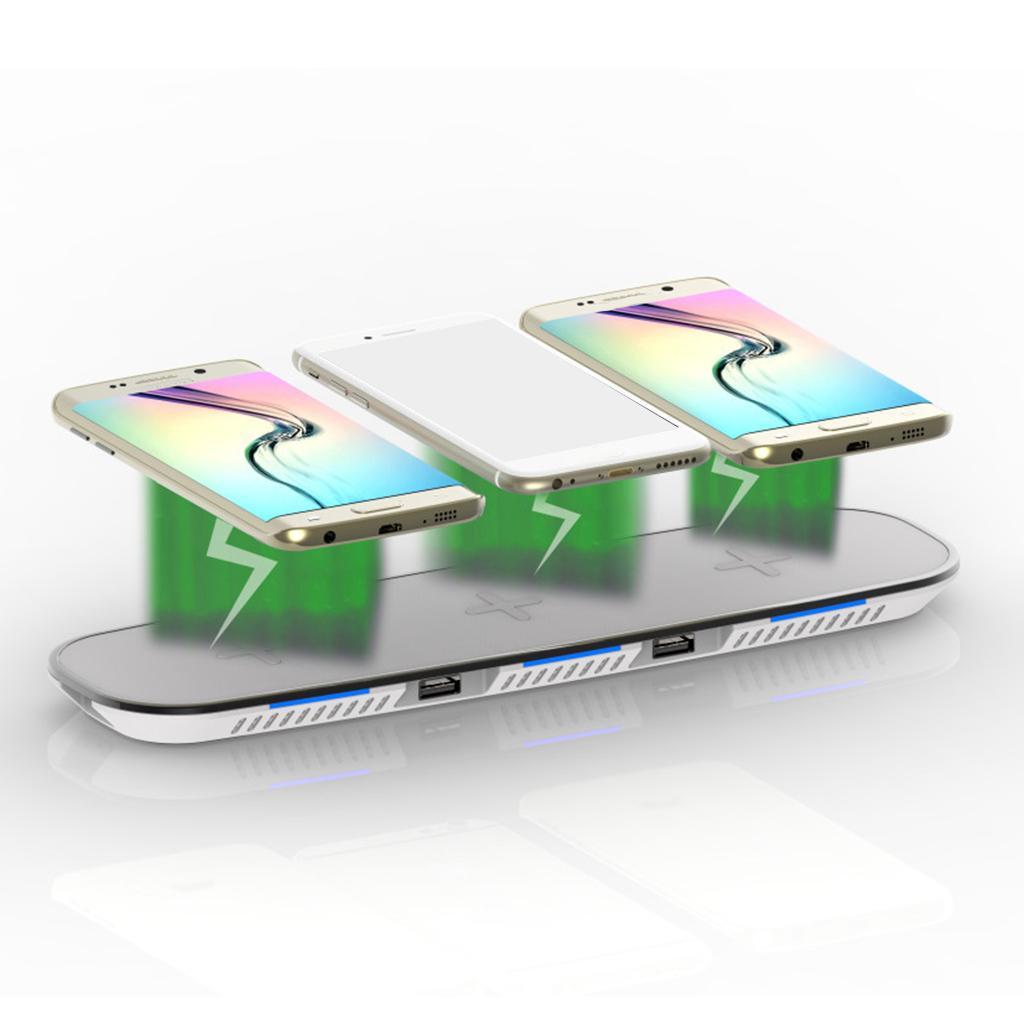 Multifunction Wireless Charger Triple Stand Fast Charging Pad Black