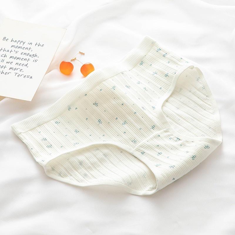 Quần Lót Nữ Cotton Siêu Thoáng Nâng Kẻ Tăm Cherry Xanh QL13