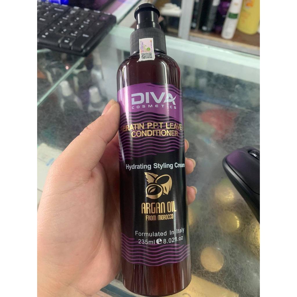 Gel giữ nếp tạo kiểu Tóc xoăn dưỡng ẩm Keratin Diva Argan Oil 235ml + Gội xả gói Karseell 15ml