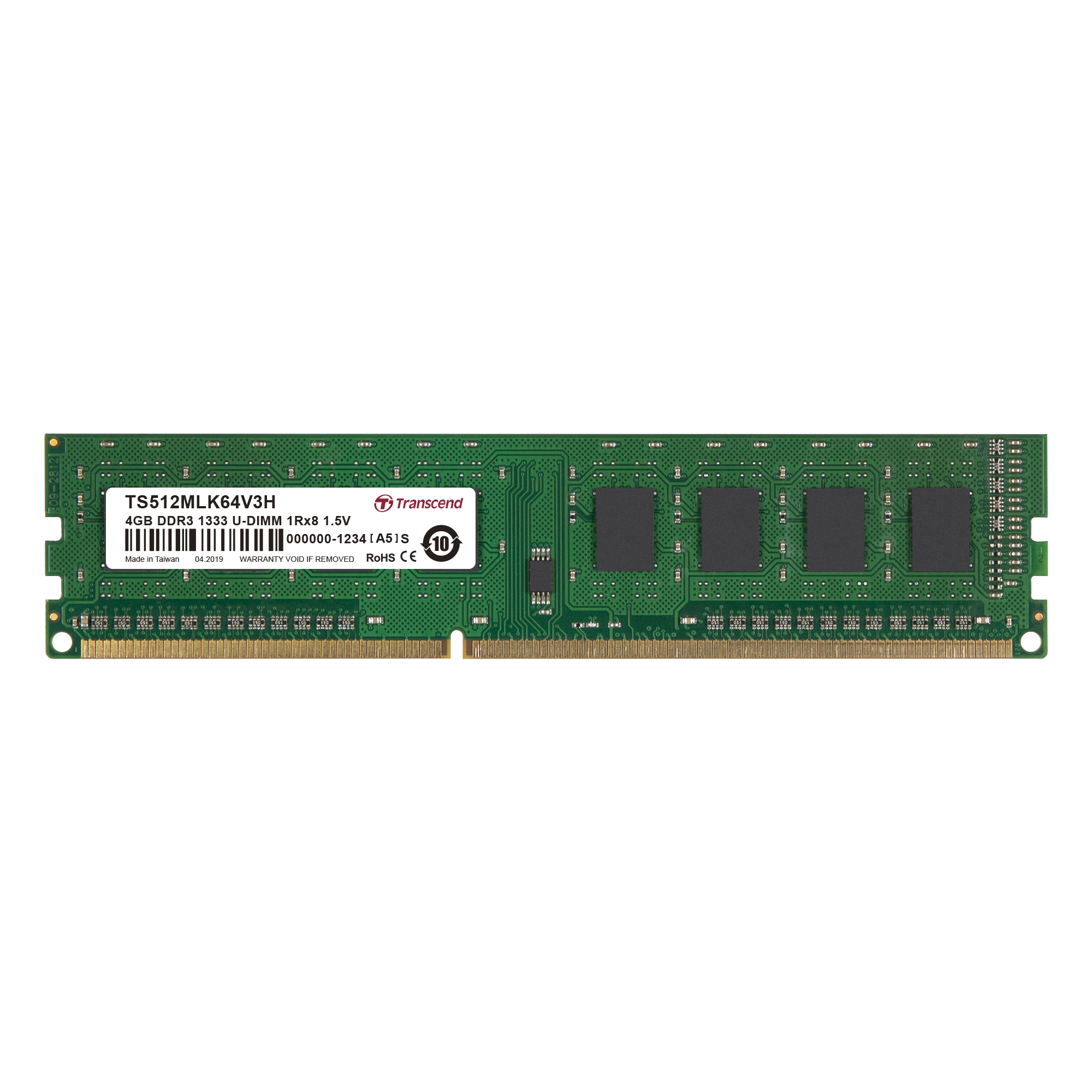 RAM PC Transcend 4GB DDR3 1333Mhz 1Rx8 (512Mx8)x8 - Hàng Chính Hãng