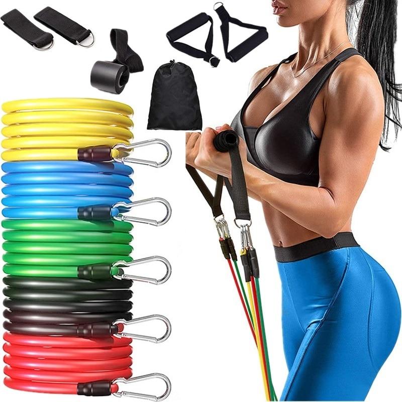 11PCS Băng kháng 100lbs Thiết bị tập thể dục trong nhà Yoga Tập thể dục tại nhà Bài tập thể dục Mở rộng ống dây đàn hồi Màu sắc: 11 mảnh
