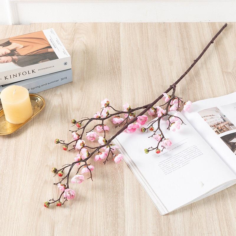 Hoa Giả, Cành Hoa Đào Tết Tuyệt Đẹp Dài 94cm Trang Trí Nhà Cửa, Decor Nội Thất HD-003