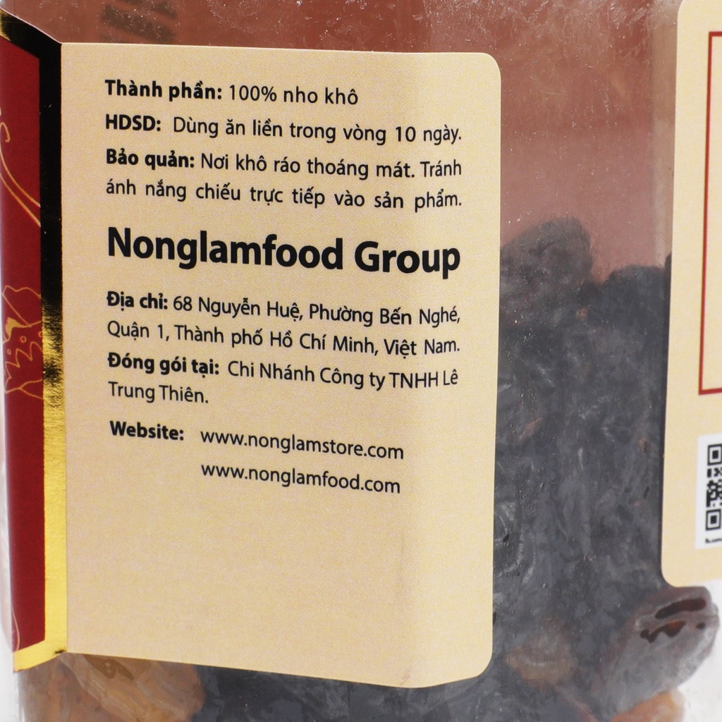 Nho khô Chile không hạt Nonglamfood hũ 150g | Quà tặng cao cấp cho người thân, bạn bè, doanh nghiệp