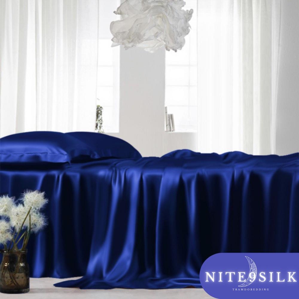 Bộ Chăn Ga Gối Lụa Bảo Vệ Mái Tóc - Chăn Ga Giường Lụa - Màu Xanh Dương - Nite9 Silk