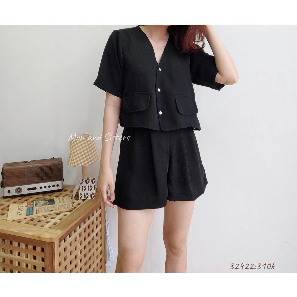 Set áo túi giả + quần short -- 32422