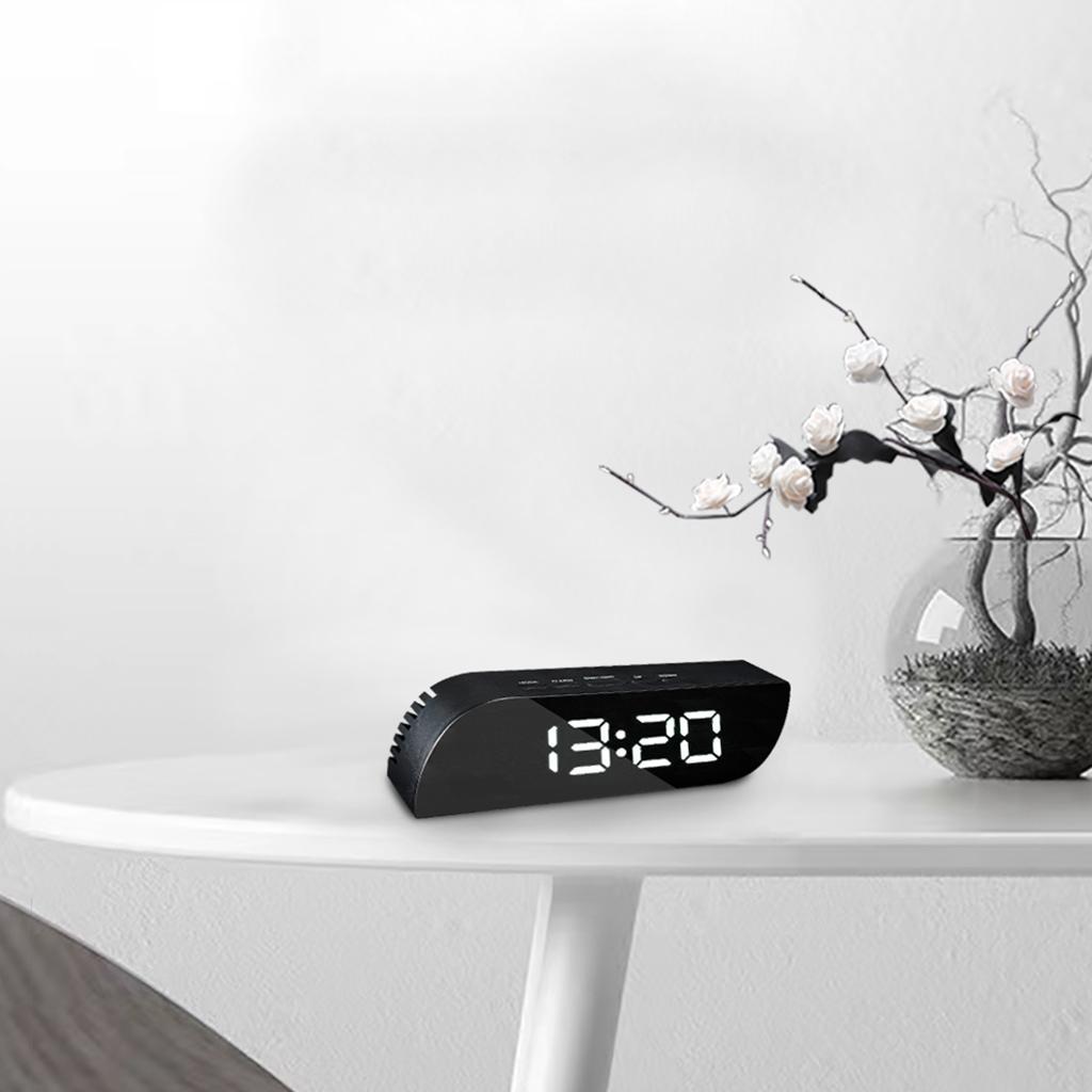 USB Large Digital LED Alarm Desk Snooze Mirror Bedside Clock