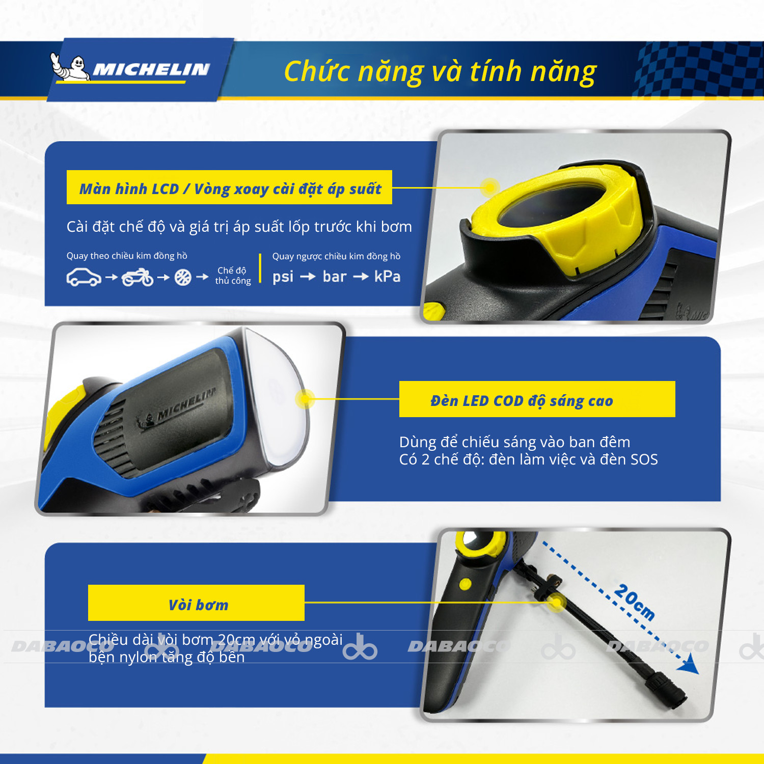 MÁY BƠM CẦM TAY MICHELIN M2208S CHÍNH HÃNG CAO CẤP