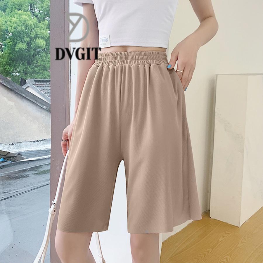 Quần Đùi Nữ Short Tăm Trơn DVGIT Chất Liệu Tăm Lạnh Cao Cấp Kiểu Dáng Hàn Quốc Mát Mẻ Mềm Mại Đi Chơi, Dạo Phố