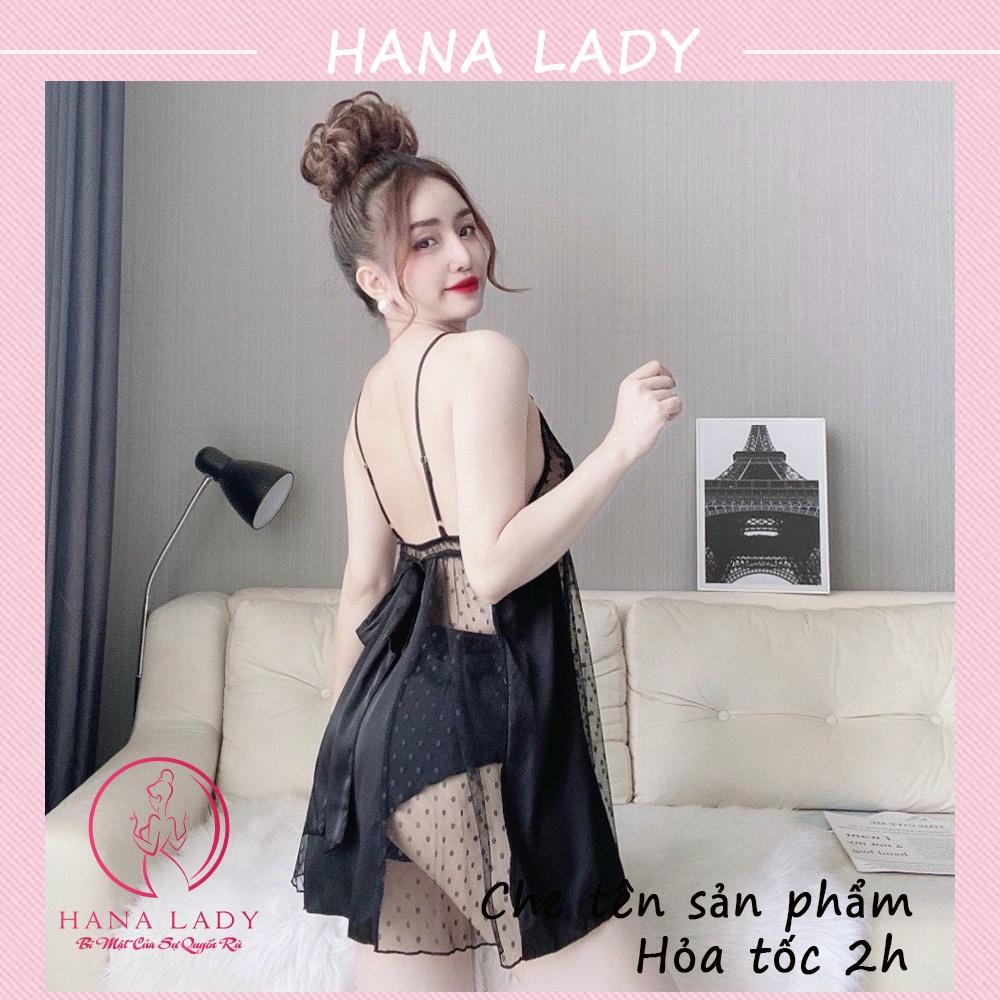 Váy ngủ sexy, đầm ngủ lụa phối ren chấm bi cao cấp còn quần quyến rũ gợi cảm VN466