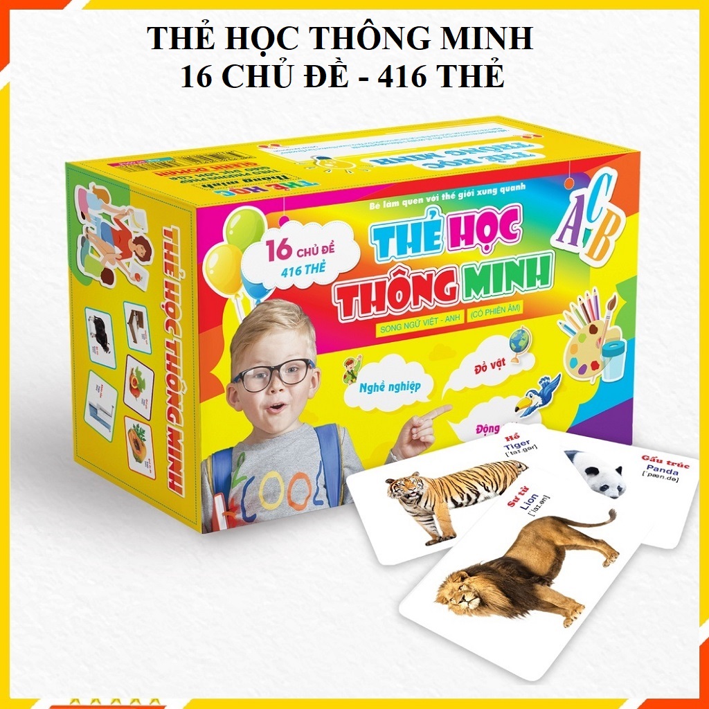 Thẻ Học Thông Minh Cho Bé, Bộ Thẻ Học 16 Chủ Đề 416 Thẻ, Flashcards Song Ngữ Anh Việt