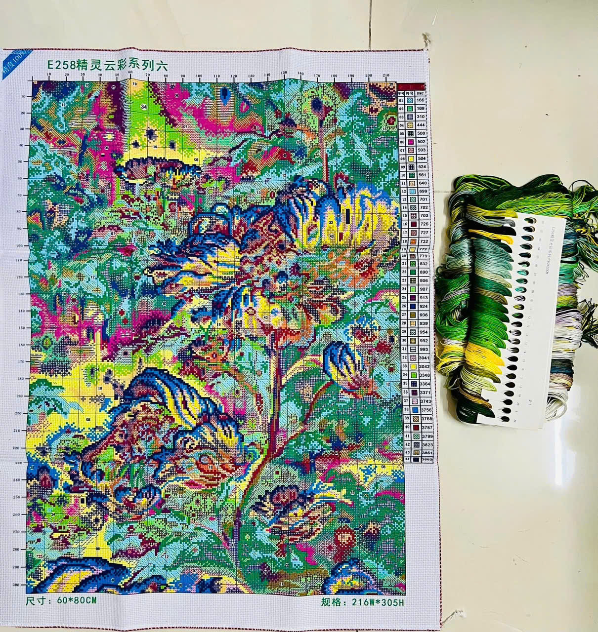 Tranh thêu kín Hoa bỉ ngạn E258, kt 60 x 80 cm