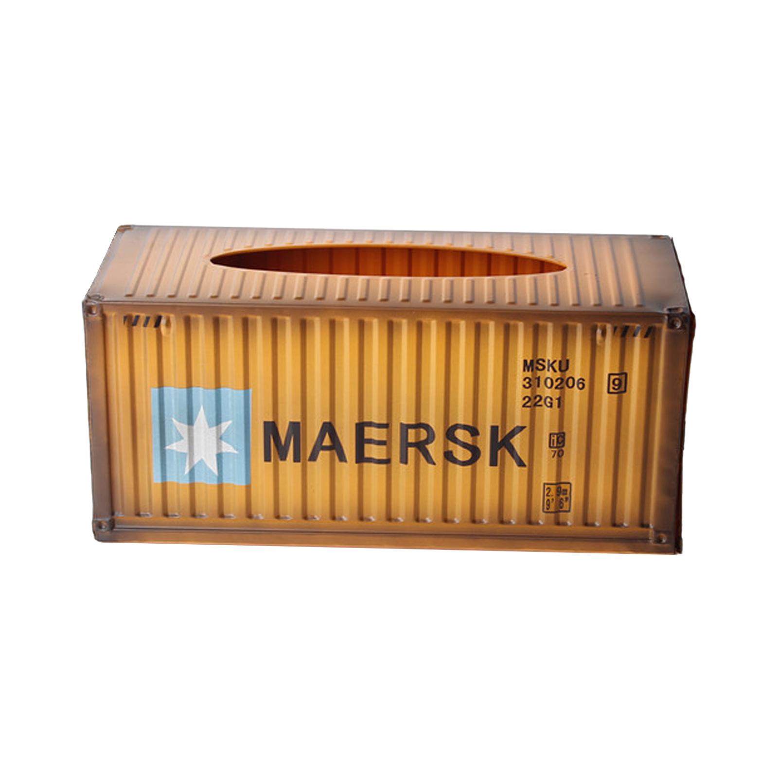 Hộp khăn giấy phong cách cổ điển retro hình container cho phòng ngủ, nhà bếp