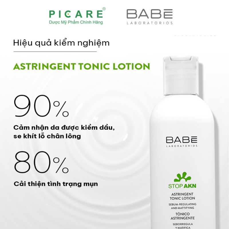 Toner Cân Bằng Dầu Nhờn, Hỗ Trợ Giảm Mụn, Se Khít Lỗ Chân Lông Babe Stop Akn Astringent Tonic Lotion 250ml