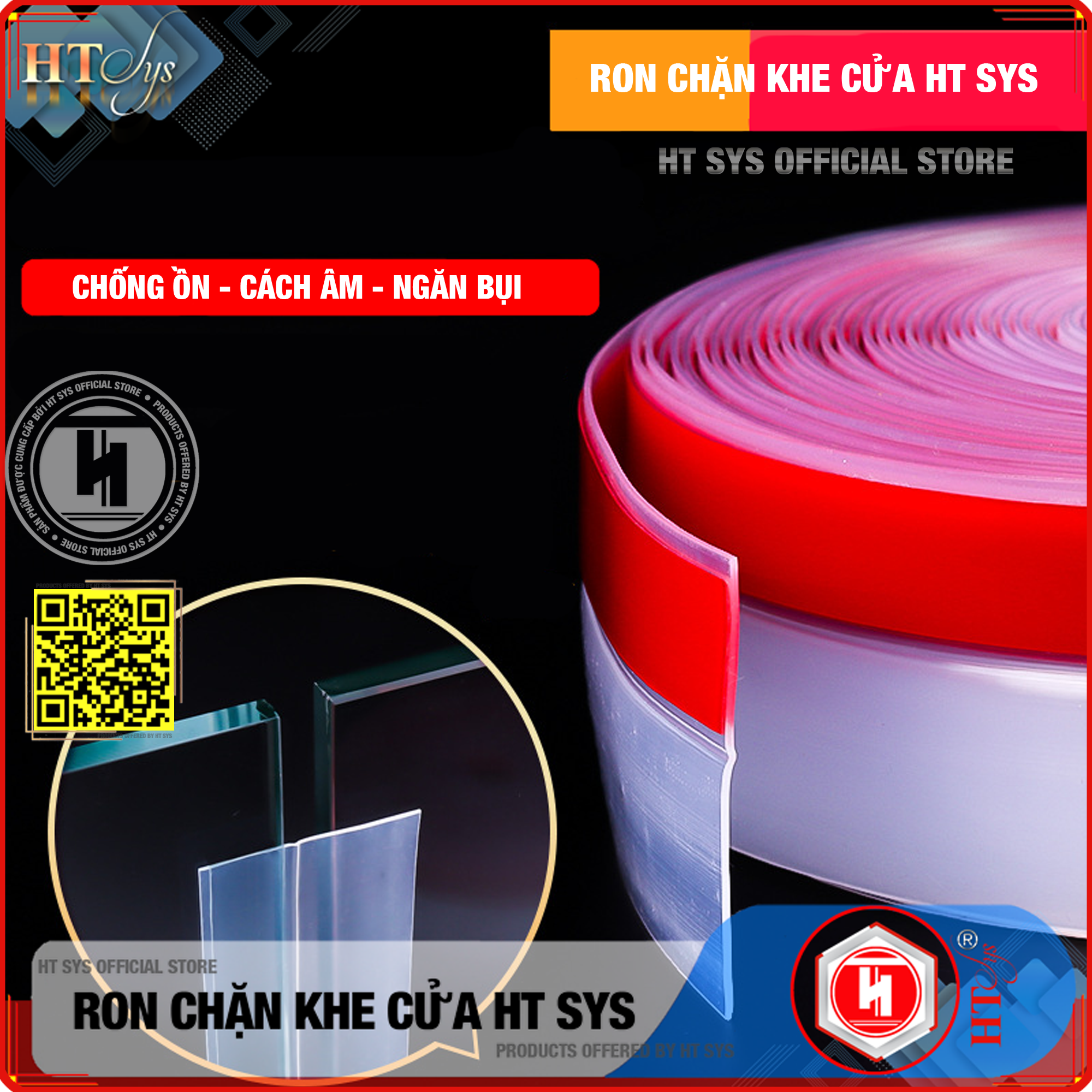 Ron chặn khe cửa HT SYS - Chất liệu cao su EPDM và SILICON cao cấp - Lớp keo ACRYLIC -  Cuộn ron dán chặn khe cửa, chân cửa, khung cửa - Ngăn gió cách âm, chống bụi bẩn, ngăn côn trùng, chống thoát khí điều hòa - Hàng Chính Hãng