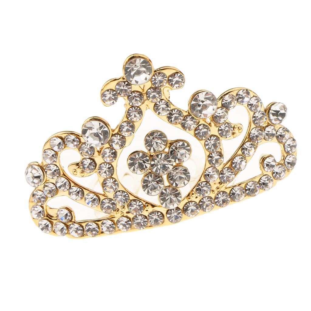 Girls Princess Tiara Crown with Comb Kids Hair Accessories Gold
