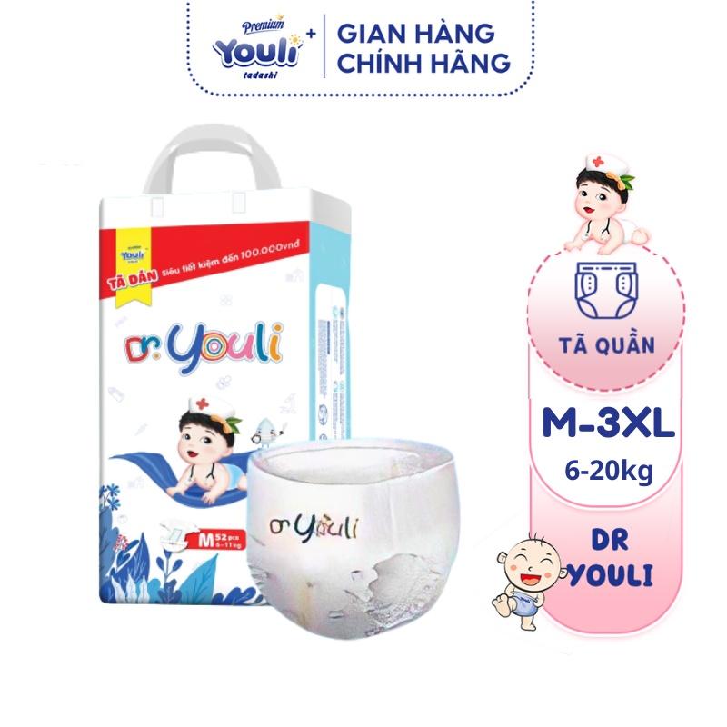 Tã Bỉm Quần Dr. YOULI Đai Chun Mềm Mại, Mỏng Nhẹ Siêu Thấm Hút Size M48/L48/XL44/2XL42/3XL40 Cho Bé 6kg - 20kg