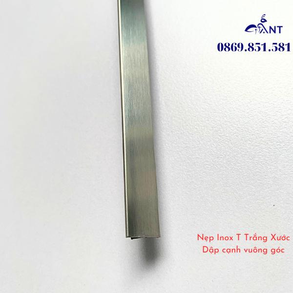 Nẹp Inox T25 Trắng Xước, Nẹp trang trí, nẹp bảo vệ, nẹp inox T25 bào chấn vuông cạnh, dày 0.8, thanh dài 2m44