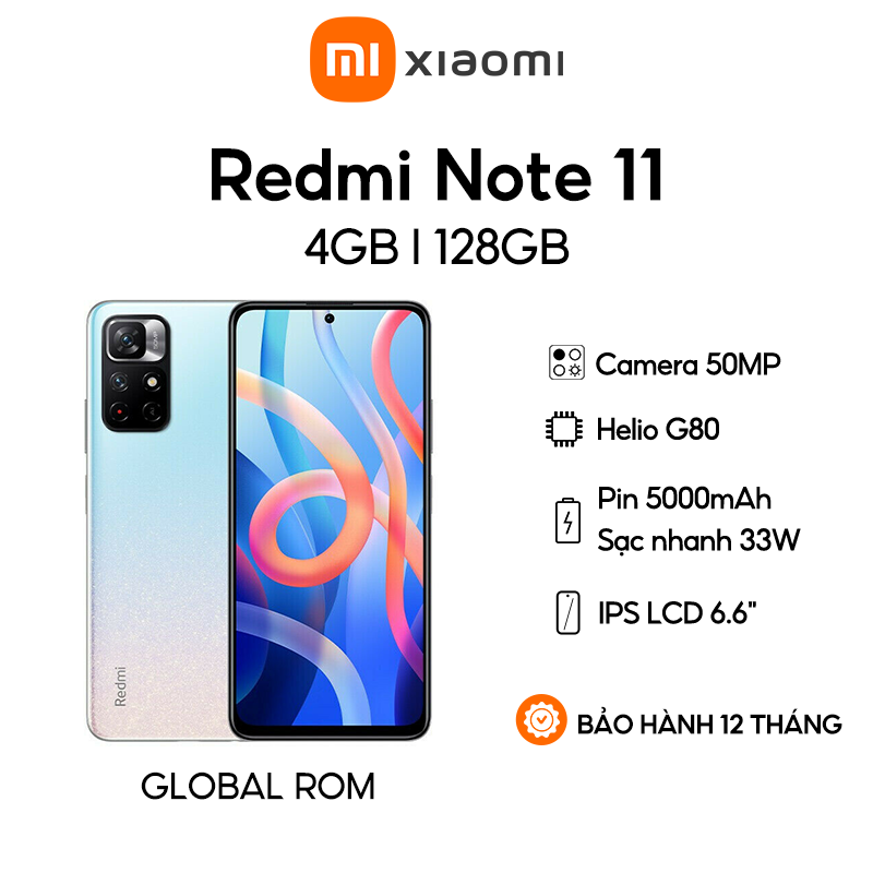 Điện thoại Xiaomi Redmi Note 11 [4GB/128GB] [6GB/128GB] |Dimensity 810| Full Ngôn Ngữ - BH 12 tháng